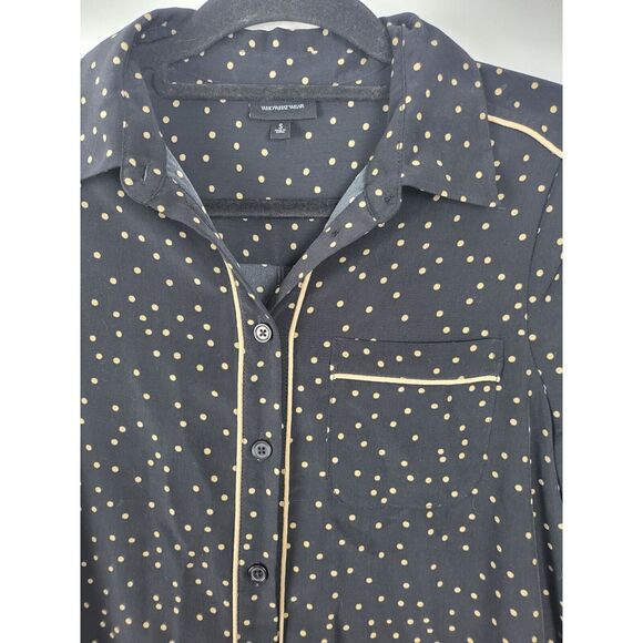 Who What Wear Robe Small Womens Black Brown Polka Dot Long Sleeve Button Front - Picture 4 of 7